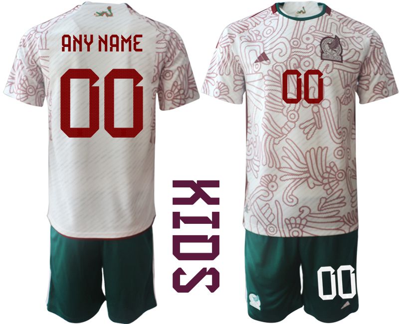 Youth 2022 World Cup National Team Mexico away white customized Soccer Jersey